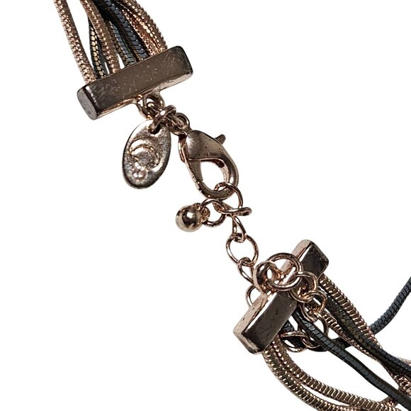 Elegant Multi-Strand Rose Gold Black Snake Chain Statement Necklace Holiday - Picture 3 of 5